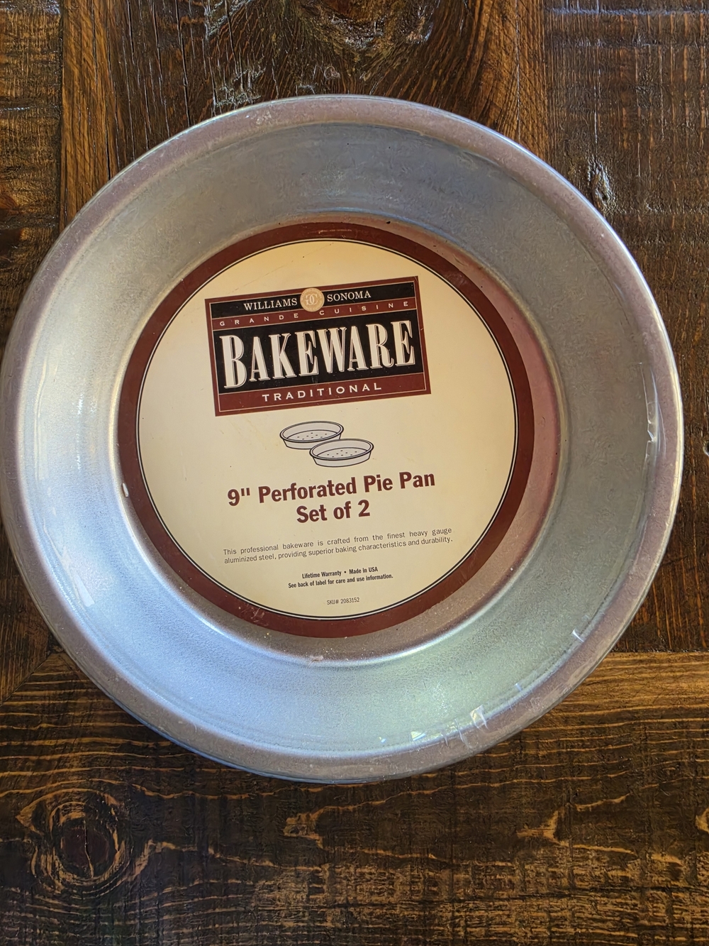 Williams Sonoma Silver 9" Perforated Pie Pan - Set of 2 New